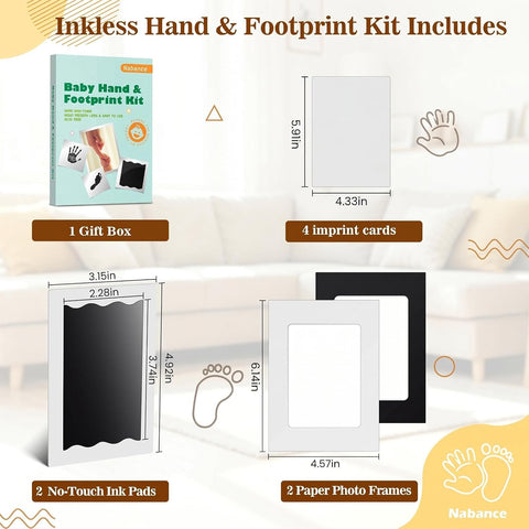 Nabance Baby Footprint Kit, Inkless Baby Hand and Footprint Kit, 2 Pack