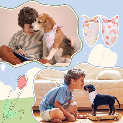 50 Pack Dog Bandanas Bulk Summer Spring Flower Dog Bandanas Pet Costume Dog Outfit Holiday Washable Scarf Pets Triangle Head Scarfs Bandanas Puppy Floral Dog Bibs for Girl and Boy (Multicolor)