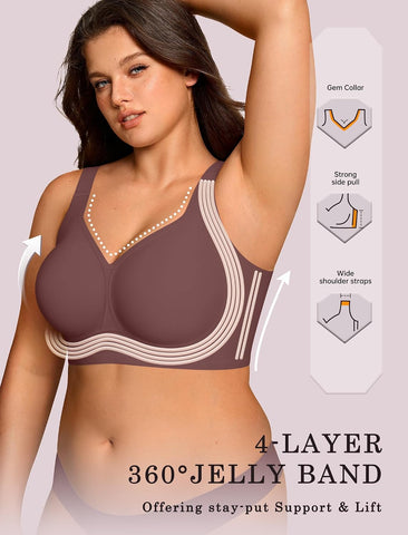 OEAK Womens Wireless Jelly Bras Plus Size Support Push Up Comfortable Bra