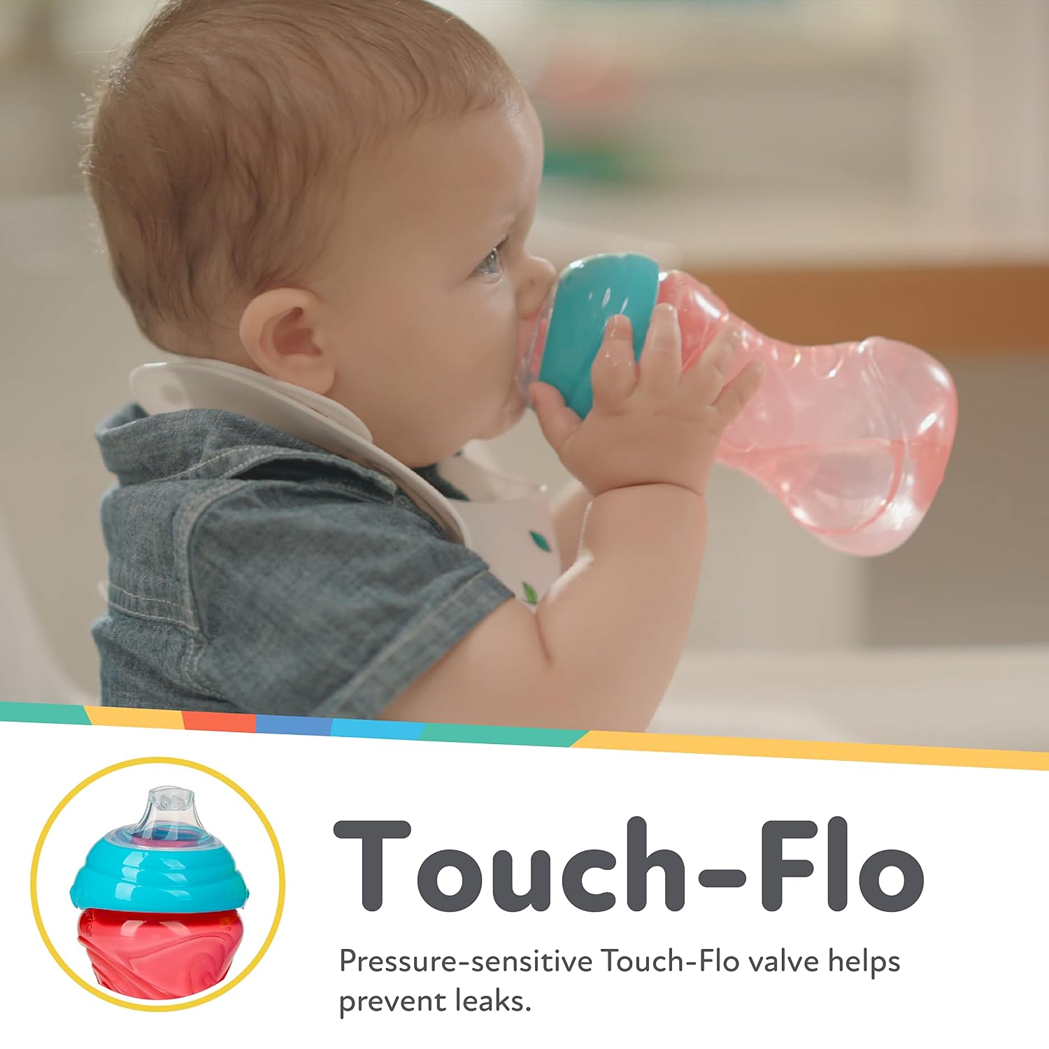 Nuby Clik-It Soft Spout No-Spill Easy Grip Sippy Cup, 10 Oz - 3 Pack