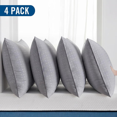 King Size Bed Pillows for Sleeping 4 Pack,Luxury Hotel Pillows,Comfortable and Supportive,Machine Washable,Suitable for Stomach,Back and Side Sleepers.(Grey)
