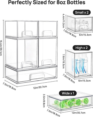 Vtopmart Clear Stackable Storage Drawers Set of 5, Plastic Organizer Bins