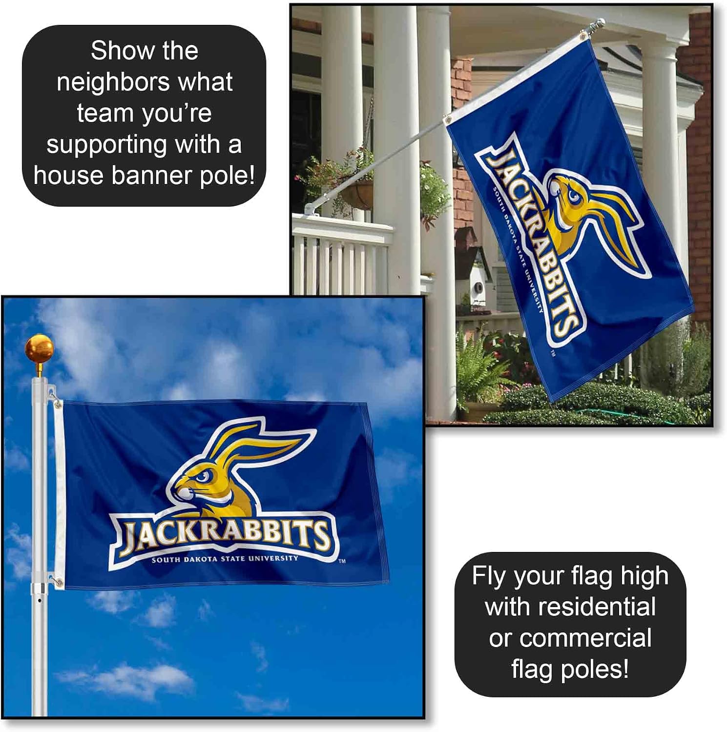 College Flags & Banners Co. South Dakota State Jackrabbits SDSU University Large College Flag