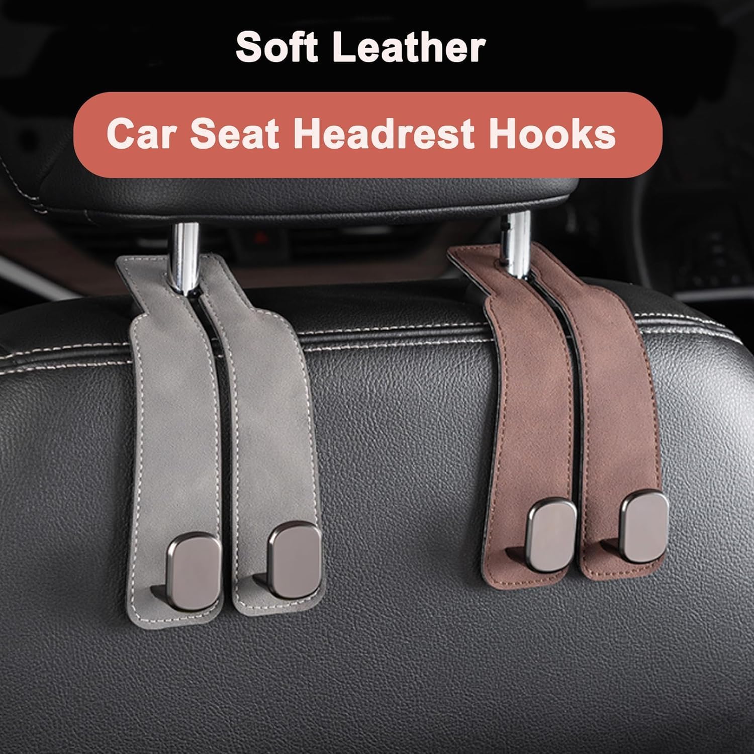 Amelity Car Headrest Hooks, Purse Hook for Car 4 Pack Black