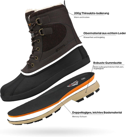 NORTIV 8 Men's Waterproof Winter Snow Boots