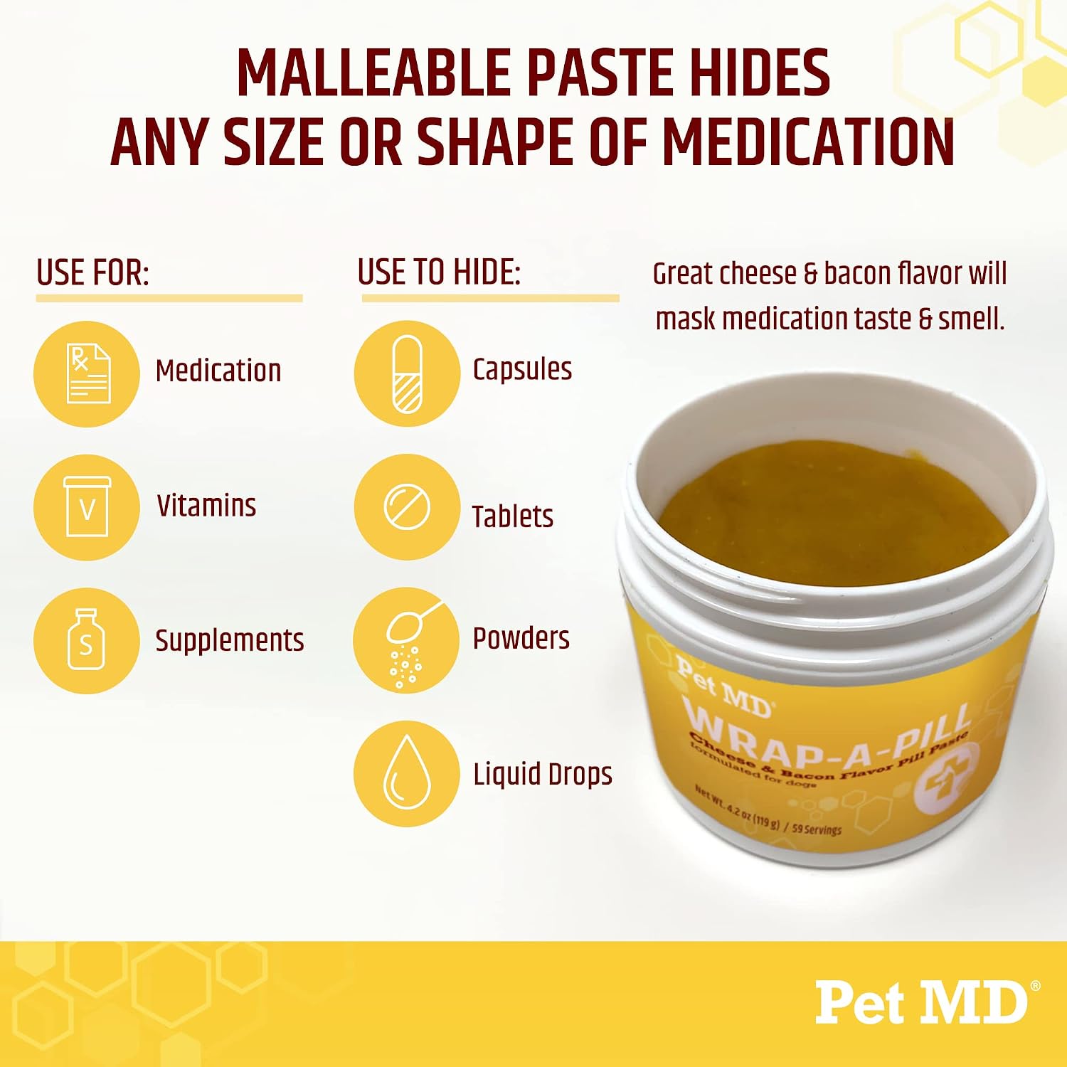 Pet MD Wrap A Pill Cheese & Bacon Flavor Pill Paste for Dogs - 4.2 oz