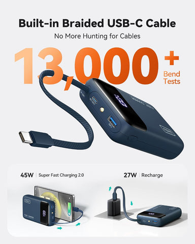 INIU Portable Charger, Smaller 45W Fast Charging Power Bank, 20000mAh Blue