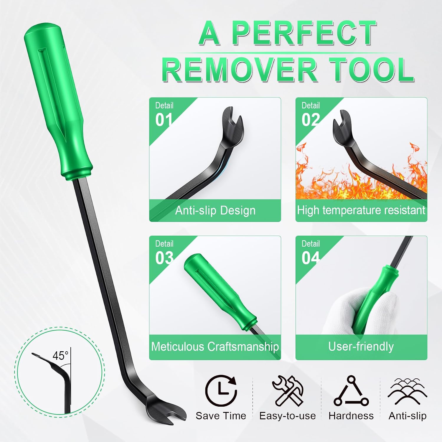 LivTee 5 pcs Auto Trim Removal Tool Kit, No Scratch Plastic Pry Tool Kit - Interior Door Panel Clip Fastener Removal Set for Vehicle Dash Radio Audio Installer (Green)