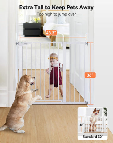COMOMY 36" Extra Tall Baby Gate for Stairs, Fits 29.5" to 43.3" Openings