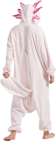 DELEY Unisex Axolotl Costume Adult Onesie Halloween Cosplay Costumes