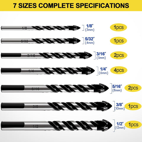 DYRECELVE 12-Piece Masonry Drill Bit Set and Concrete Drill Bit Set