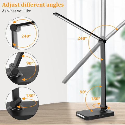 LED Desk Lamp with USB Ports,Touch Desk Lamps for Home Office with 5 Modes
