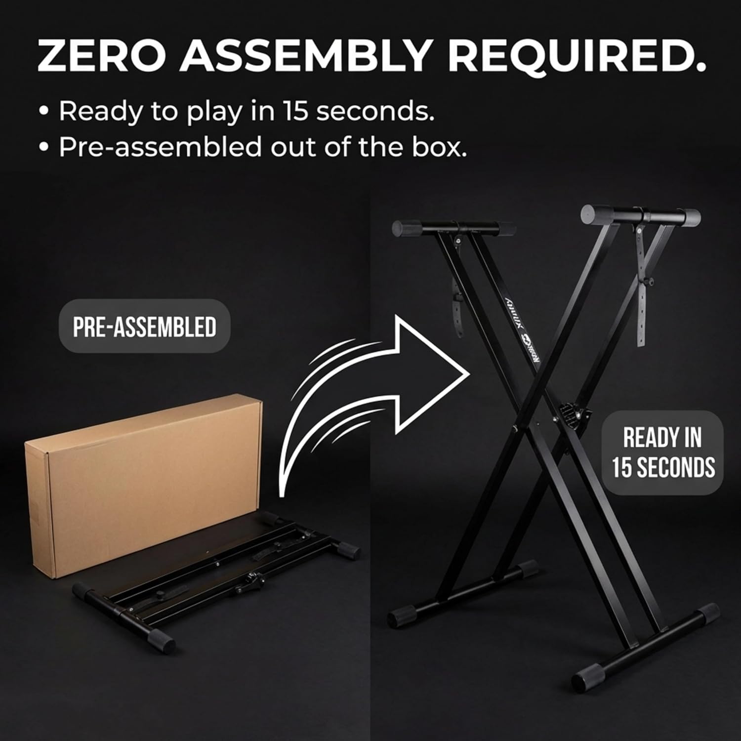 RockJam Xfinity Double X Keyboard Stand, Pre-Assembled & Adjustable