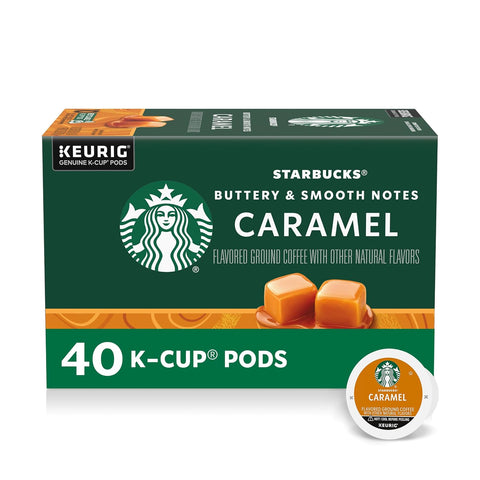 Starbucks K-Cup Coffee Pods, Caramel Flavored, 40 Count | 100% Arabica K-Cup pods for Keurig brewers; caramel; 1 box, 40 pods