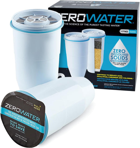 ZeroWater Official Replacement Water Filter Removes PFOA/PFOS 2-Pack​