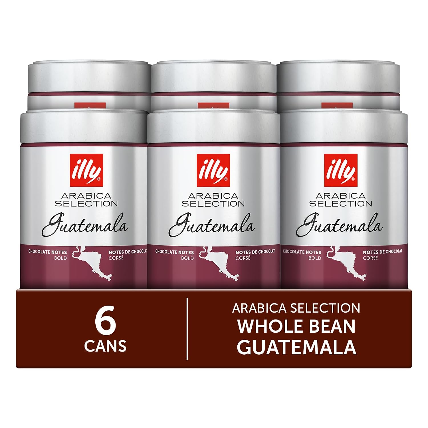 illy Whole Bean Coffee, Guatemala Single Origin Medium Roast, 8.8oz, 6 Pack