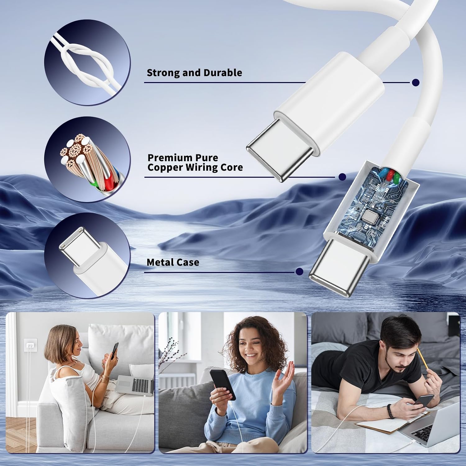 QZIIW iPhone 17 16 15 Pro Max Fast Charger,45W Dual Port USB C Fast Charger