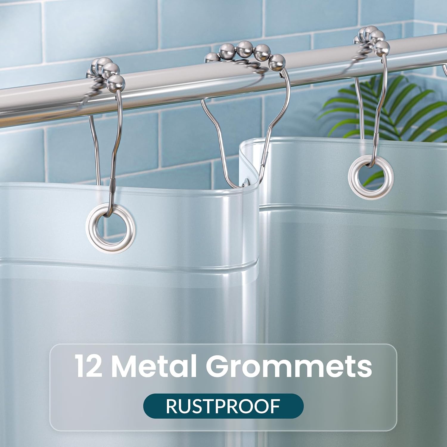 Titanker Extra Long Shower Curtain Liner 72 x 84 Plastic Frosted Shower Liner Waterproof Shower Curtain Liner PEVA Shower Curtains for Bathroom with Magnets and Rustproof Metal Grommets