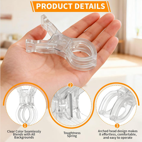 Muitcdo 10 Pack Balloon Arch Clips, Large Clear Spring Clamps for Backdrop, 3.5'' Plastic Clips Supplies for Birthday Decoration Accessories Beach Towels Crafts Swimming Pool Photography Studios
