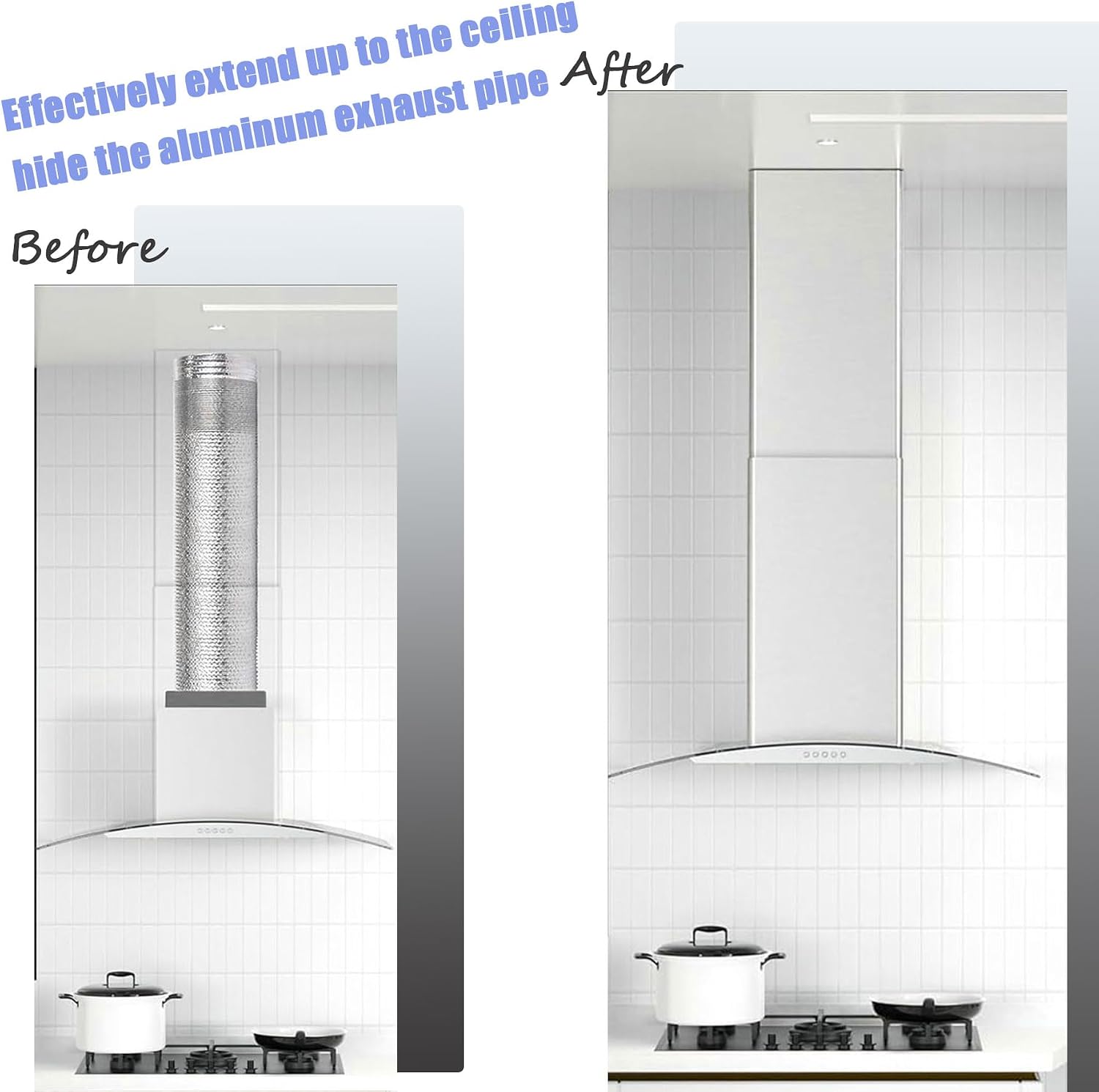 Extension Wall Mount Range Hood Stainless Steel Exhaust Duct Chimney Cover Up to 9 ft. Ceiling
