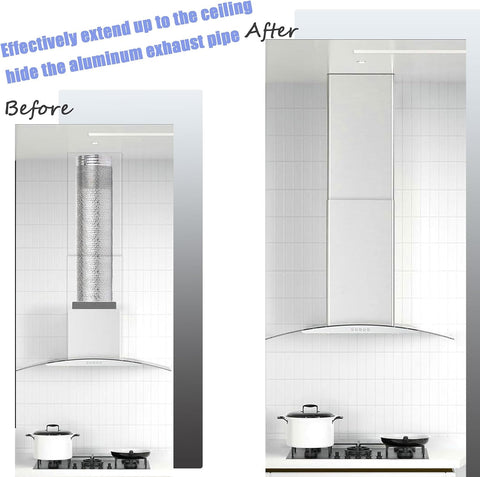 Extension Wall Mount Range Hood Stainless Steel Exhaust Duct Chimney Cover Up to 9 ft. Ceiling