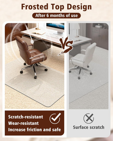 Soimeat Hard Frosted Office Chair Mat for High Pile Carpet & Hardwood Floor