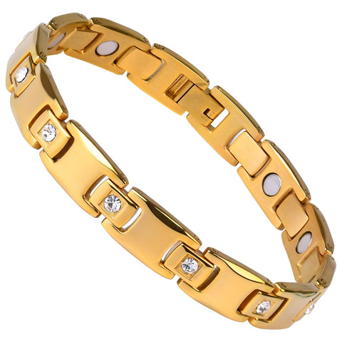 QIAOZILI Women's Ultra Strength Magnetic Bracelet, Stainless Steel Magnetic Bracelets for Women, Adjustable Length with Sizing Tool Fashion Accessories, Therapy Jewelry with Gift Box