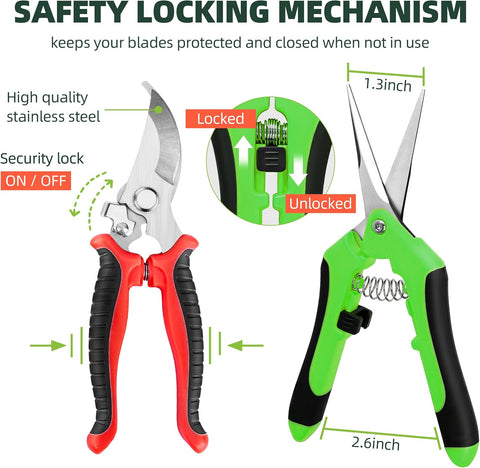 EWPJDK 3 Pack Garden Pruning Shears Scissors Clippers (Multicolor)