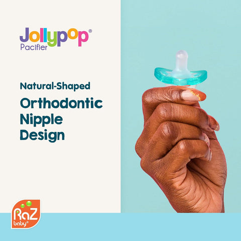 RaZbaby Jollypop Pacifier for Babies 3 Months and Up, USA Made, Natural Shaped Orthodontic Binky, Lovingly Shared in NICUs & Hospitals Worldwide, Medical-Grade 100% BPA-Free - 4 Pack - Lavender
