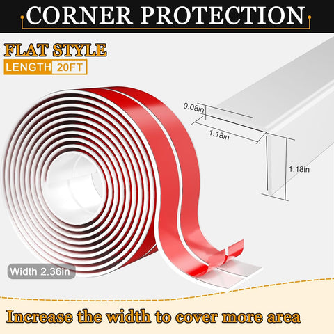 Wall Corner Protector Self-Adhesive Flexible – Durable Rubber, Furniture Edge Guard, Easy to Install, White, Prevents Wall Damage, Ideal for Home or Office Use