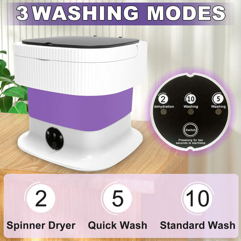 Mini Portable Washing Machine Small - 16L 60W Portable Mini Washing Machine with Spin, Mini Lavadora Portatil Washer Foldable, Small Washing Machine Portable Used for Travel Baby Purple