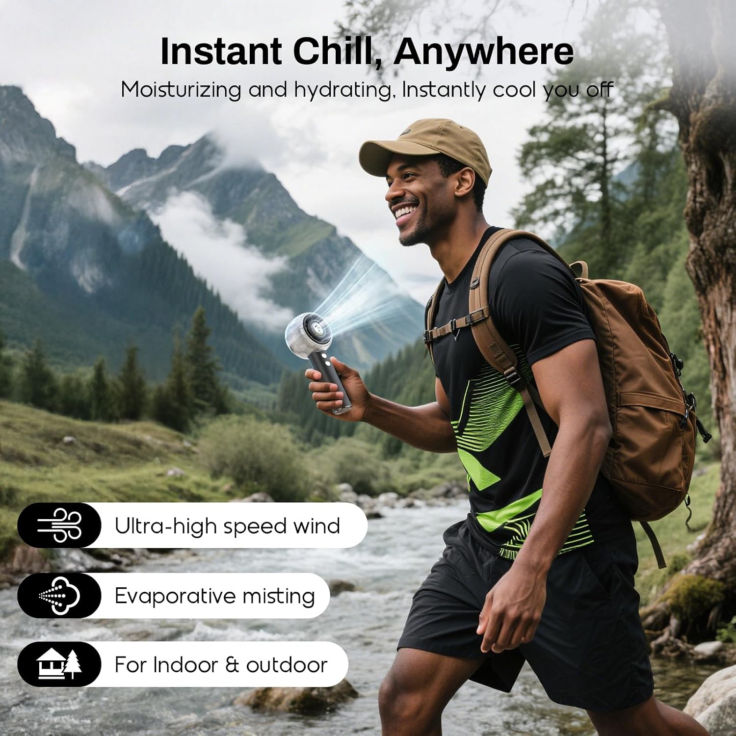 Misting Fan Portable, 15000RPM Personal Handheld Fan 6000mAh for Travel