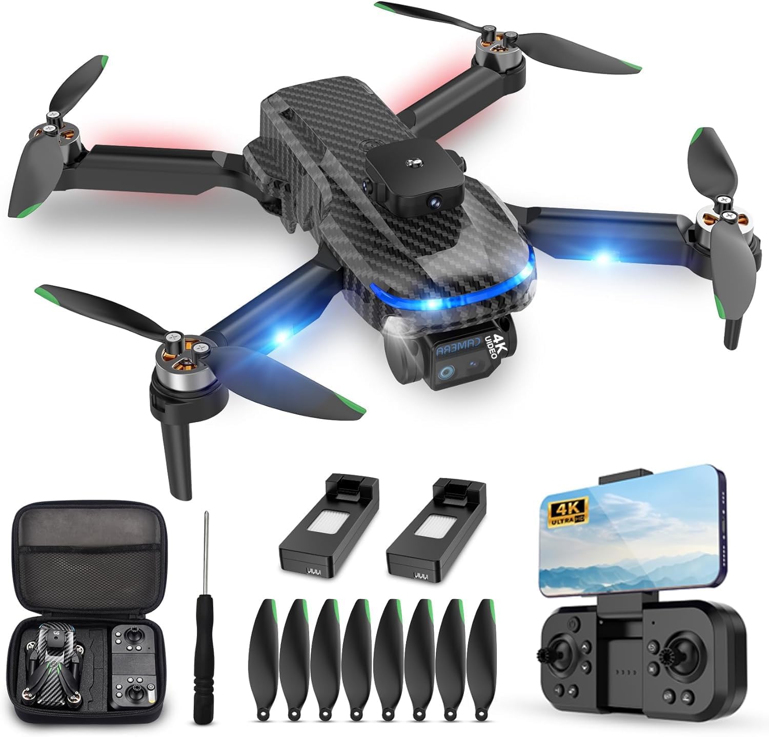 MSMV 4K HD Camera Drones, Wireless RC Flight Gyroscopes & Governors,Black