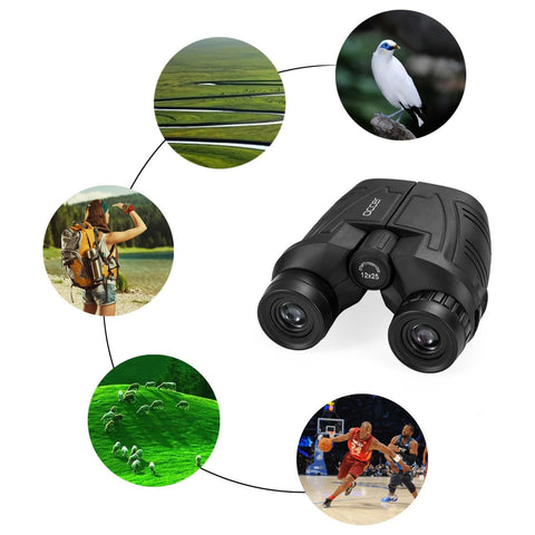 Occer 12x25 Compact Binoculars for Adults and Kids, Large Eyepiece Waterproof Binocular with Low Light Vision,High Powered Easy Focus Binoculars for Bird Watching,Outdoor Hunting,Travel,Sightseeing