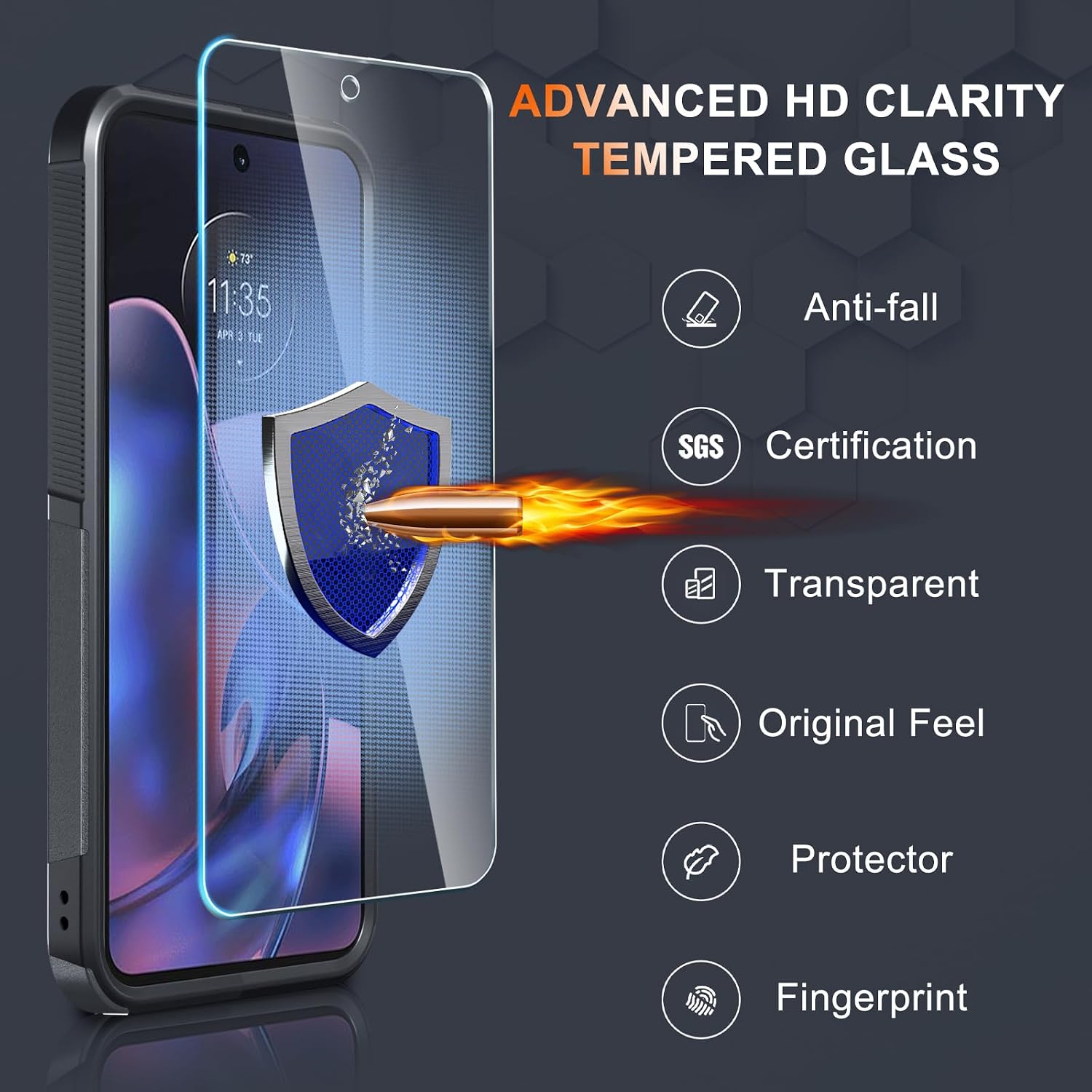 Case Compatible with Moto G 5G 2024, Full Body Heavy Duty Rugged Shockproof Protective Phone Cover with Lanyard Strap, Tempered Glass Screen Protector, Black Matte