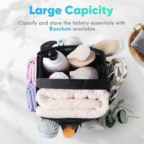 EUDELE Mesh Shower Caddy Portable for College Dorm Room Essentials, Shower Caddy Dorm with 9-Pocket Large Capacity for Beach, Swimming, Gym, Camping, Travel essentials
