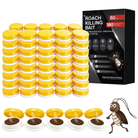 80 Pack Cockroach Gel Bait, Highly Effective Roach Gel Bait Indoor Infestation Solution, Fast Acting Cockroach Killer Indoor Home Kitchen Use, Easy to Apply & No Mess Roach Bait, Long-Lasting