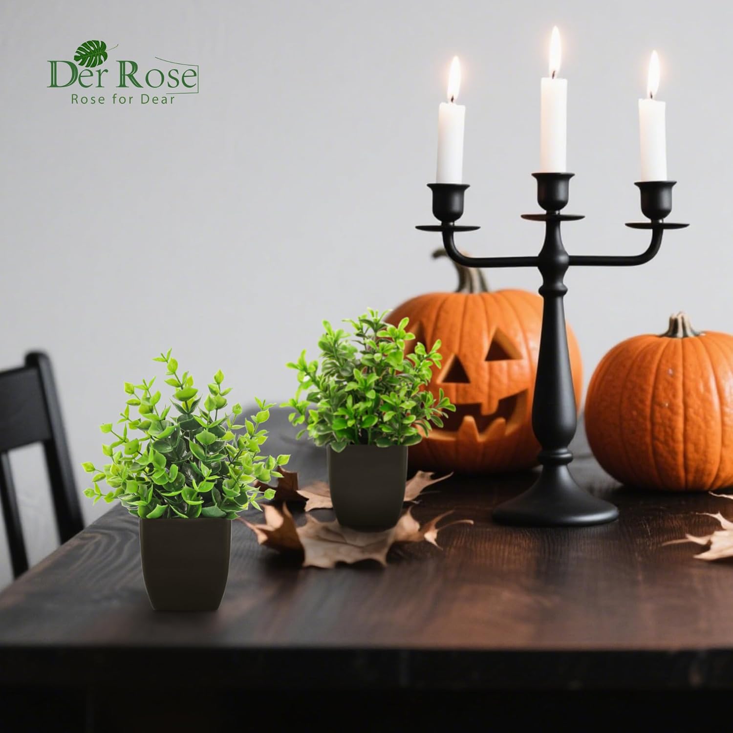 Der Rose 4 Pack Black Bathroom Decor Small Fake Plants, Halloween Decor