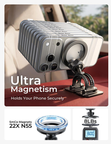LISEN for MagSafe Car Phone Mount -Strong Magnets Magnetic Phone Holders for Your Car 2-in-1 Vent Dashboard Magnet Cell Phones Holder Mounts Car Accessories Gifts for Men Women fit iPhone, Black