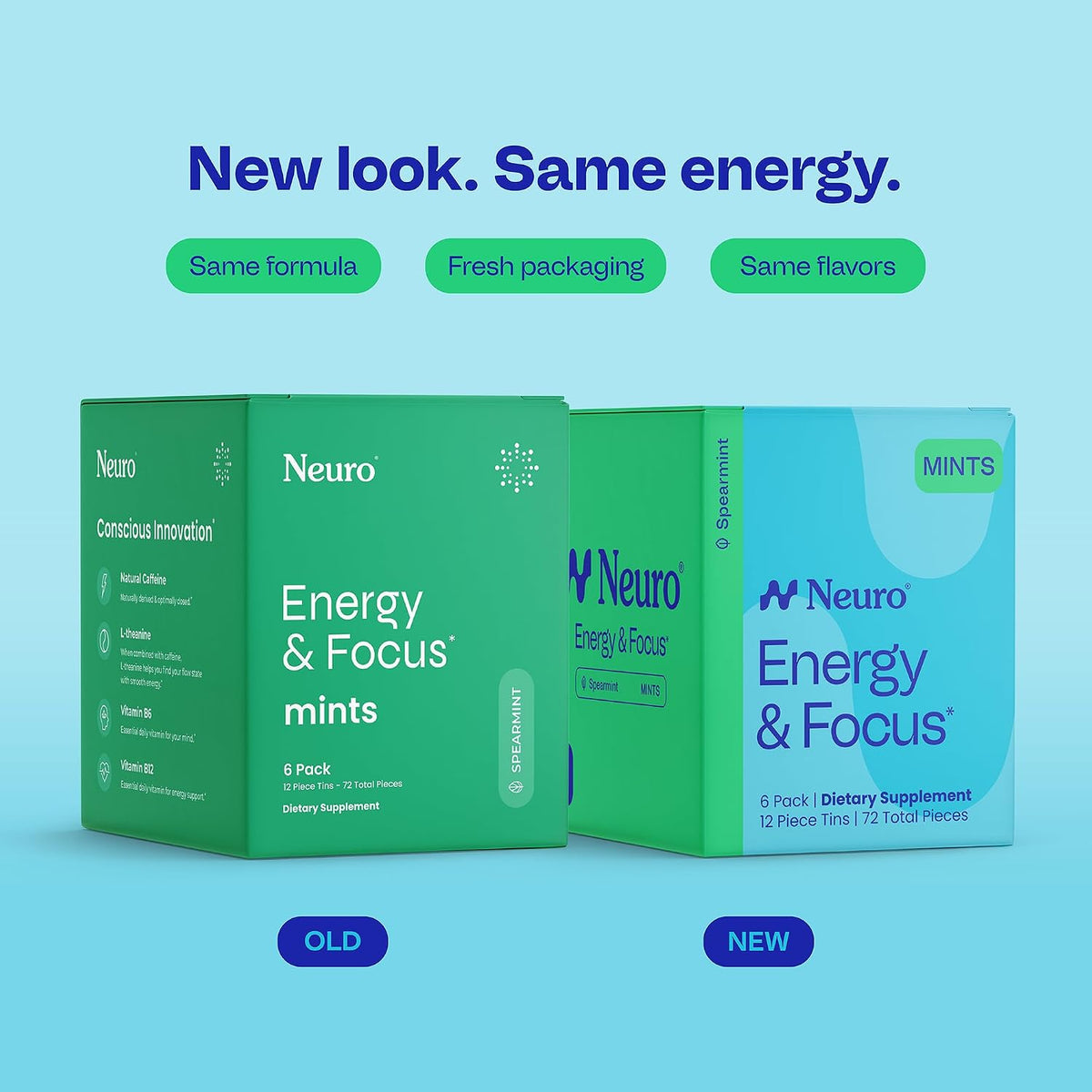 Neuro Energy & Focus Mints, Spearmint, 72 Count