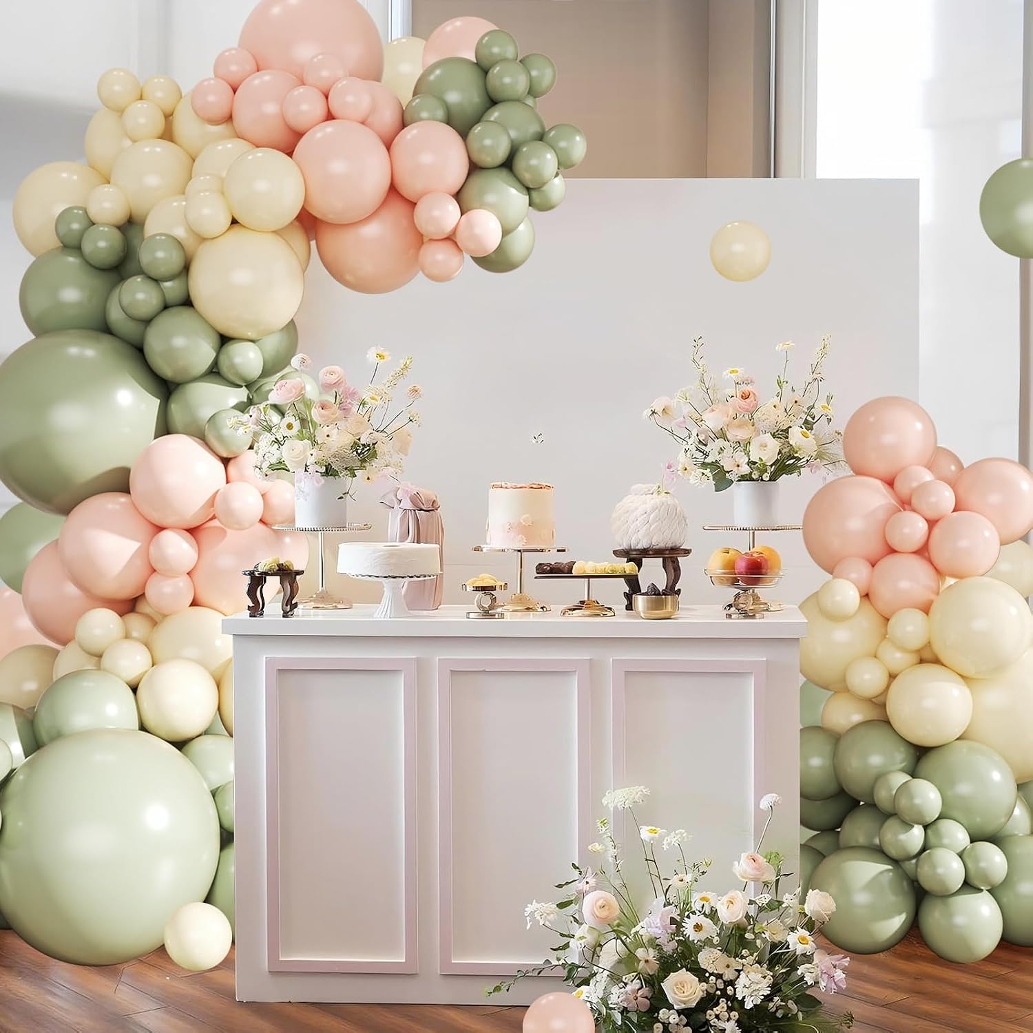 Sage Green Balloon Arch Kit for Baby Shower Bridal Shower Decorations
