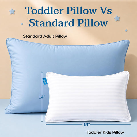 Utopia Bedding Toddler Pillow (White, 2 Pack), 14x19 Small Pillow for Kids, Soft and Breathable Cotton Blend Shell, Polyester Filling, Perfect for Toddler Bed and Travel (Intended for Age 2 and up)