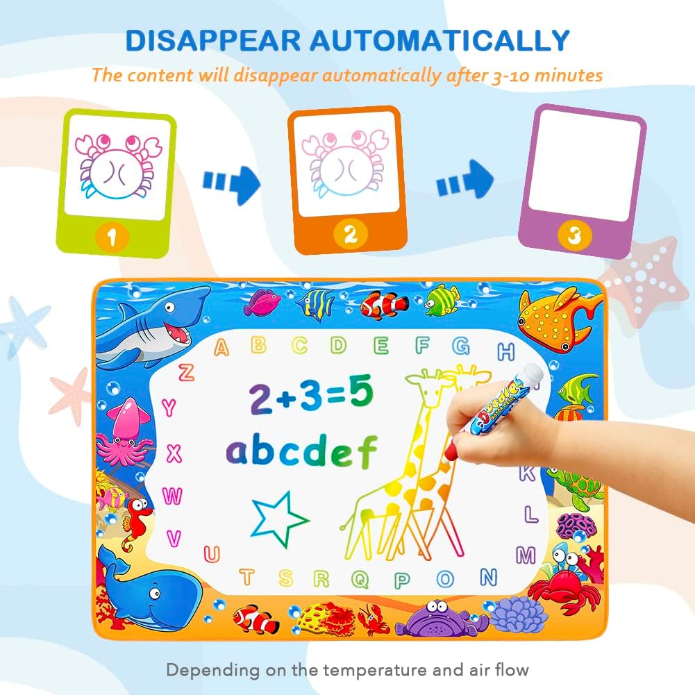 Water Doodle Mat - Kids Color Painting Toy, Gift Set for Toddlers 2-7