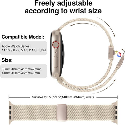 Braided Stretchy Magnetic Band Compatible with Apple Watch Bands Women Men