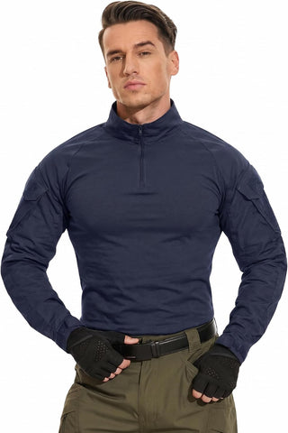 TACVASEN Men's Tactical Long Sleeve Combat Shirt 1/4 Zip Airsoft Hiking