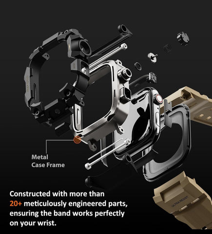 ULTIMAL Rugged Case with Band for Apple Watch 44mm,Compatible with Apple Watch Series SE 3/SE 2/SE Generation/6/5/4, Military Grade Shockproof Bumper Cover for iWatch Tactical Band Men (44mm,Desert Yellow)