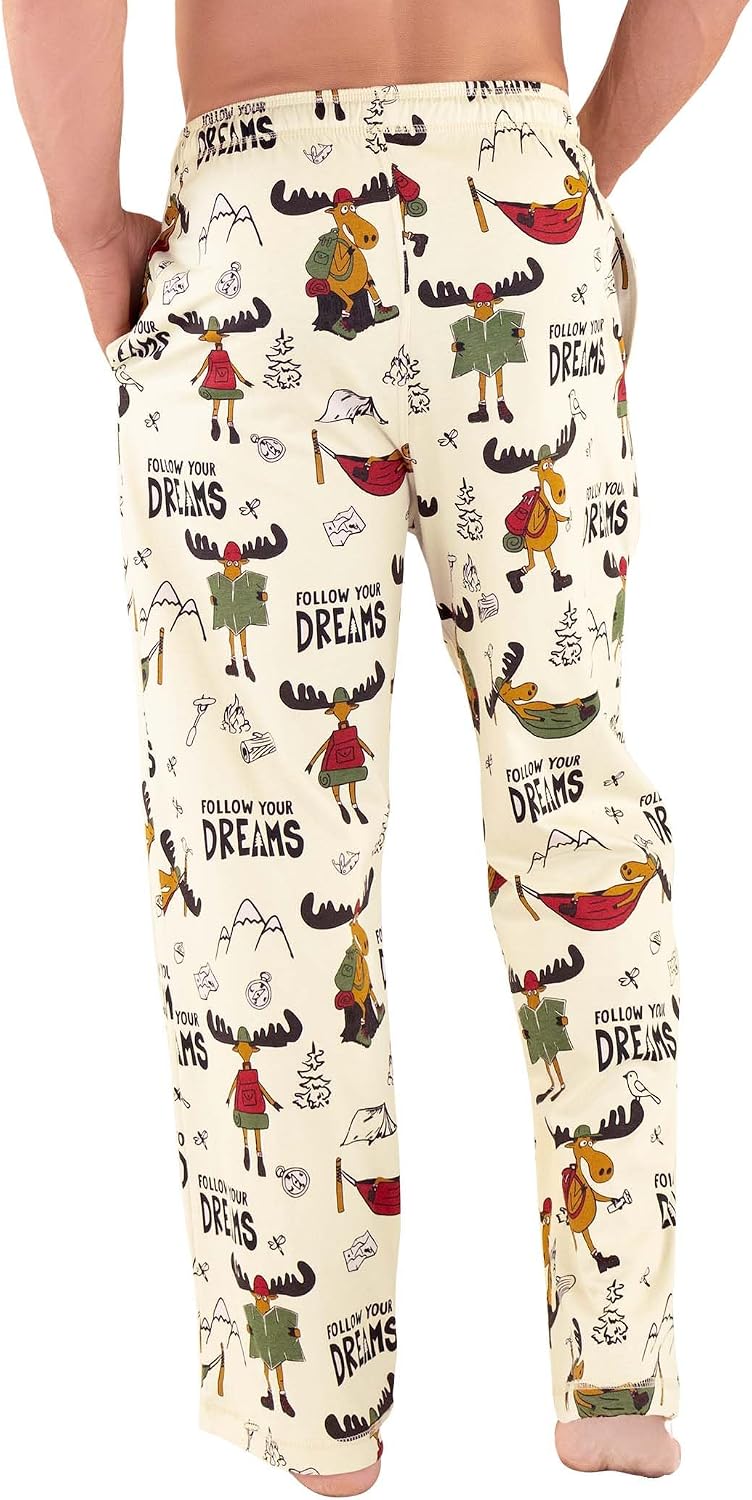 Lazy One Novelty Men's Pajama Pants, Pajama Bottoms for Men, Moose PJs