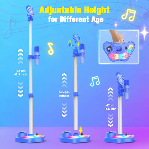 Stand Karaoke Machine Toy for Kids Ages 3-5 4-6 5-7 Birthday Gifts for 3 4 5 6 7 8 Year Old Boy, Kid Rechargeable Karaoke Microphone with 2 Wireless Mics, Bluetooth Speaker Toddlers Boys Party Toys