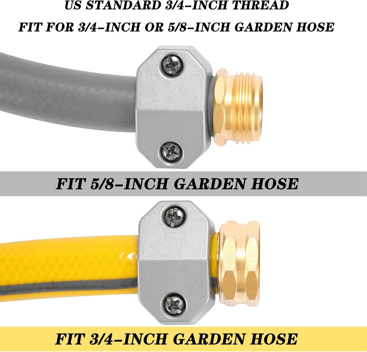 Zinc and Aluminum Male and Female Coupling, Fits All 5/8-Inch and 3/4-Inch Garden Hose Repair Fitting, 2 Pack(Female & Male)