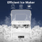 KUMIO Countertop Ice Maker, 9 Bullet Ice Ready in 6-8 Mins, 26.5lbs/24hrs, Self-Cleaning Portable Quiet Ice Machine with Ice Scoop& Basket, White